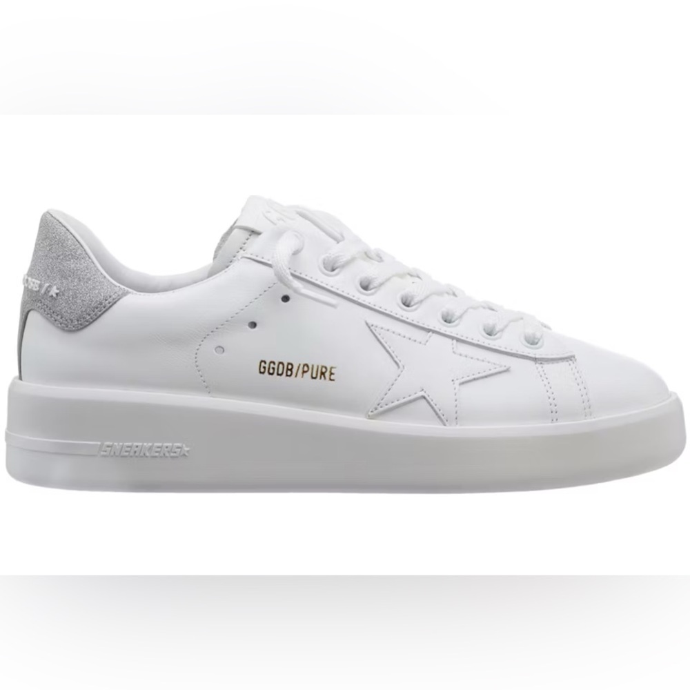 Golden Goose Pure Star Sneakers in Optic White and Silver